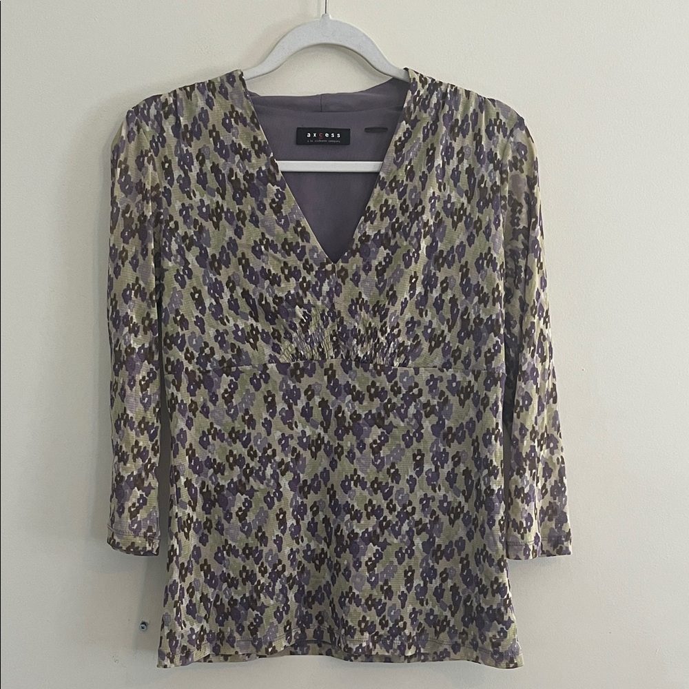 Vintage Axcess Floral Y2K Top Mesh Purple Green Empire McBling Feminine Girly